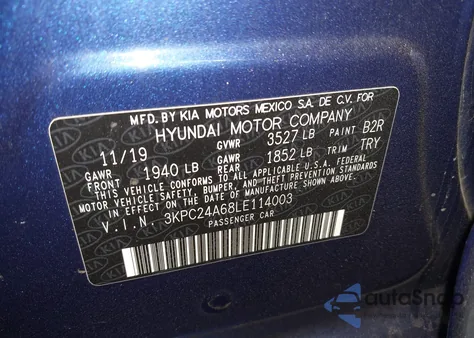 2020 Hyundai Accent Se from USA, damaged, VIN 3KPC24A68LE114003